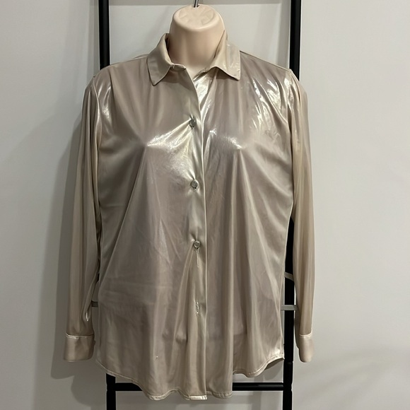 Vintage BANJO Women's Western Button-Up Shirt Coastal Cowgirl Metallic Size L - Picture 3 of 8